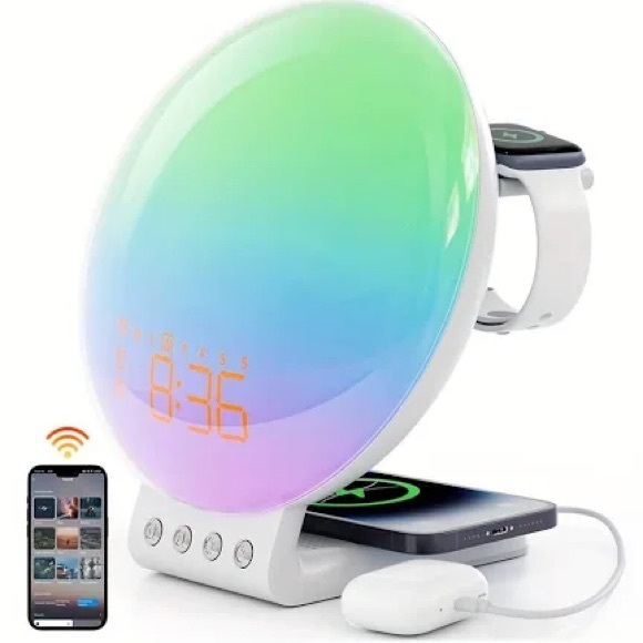 Smart Sunrise Alarm Clock App Control Bluetooth Charger - Picture 1 of 10